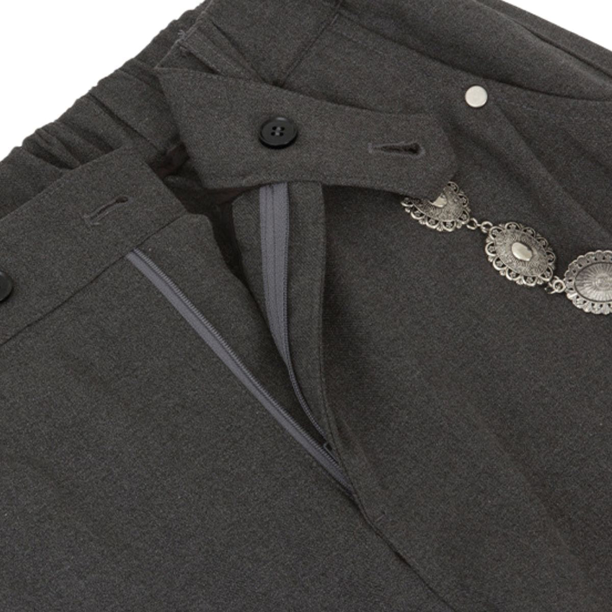 Basic Striped Metal Hook Relaxed Ins Trousers