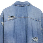 Raw Hem Cropped Ripped Denim Jacket