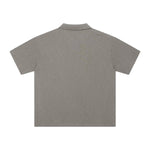 Retro Boxy Wool Blend Seagull Collar Polo Shirt