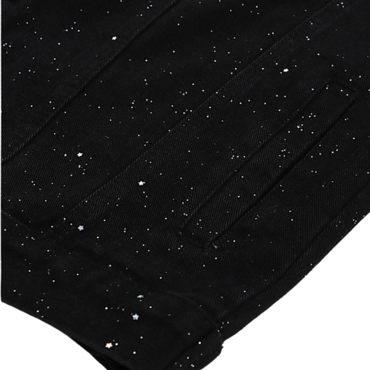 American Style Distressed Sequined Design Casual Loose Denim Jacket