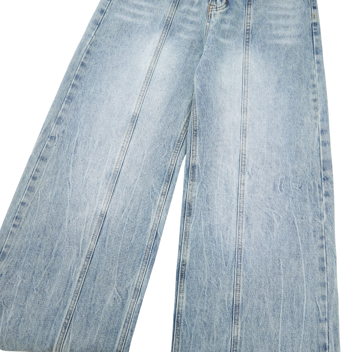 Draped Wide-Leg Relaxed Baggy Jeans