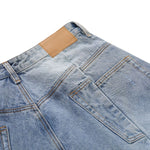 Distressed Washed Wide Leg Denim Shorts