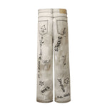 Graffiti Print Washed Wide-Leg Jeans