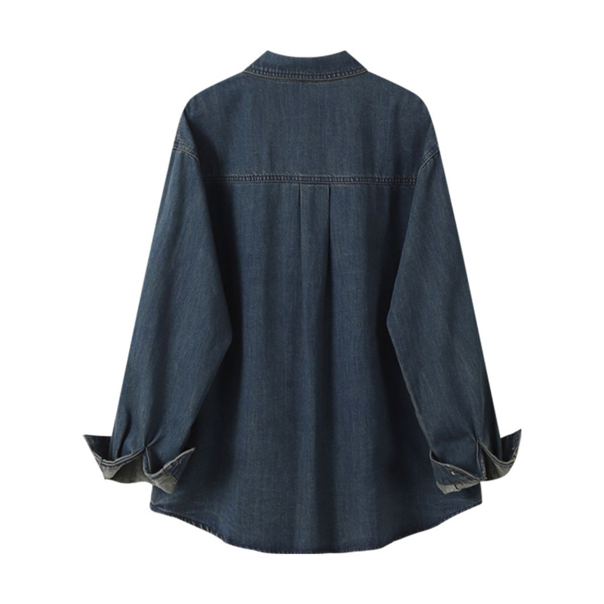 Long-Sleeve Button-Front Denim Shirt