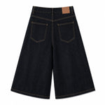 Embroidered Pocket Indigo Denim Shorts