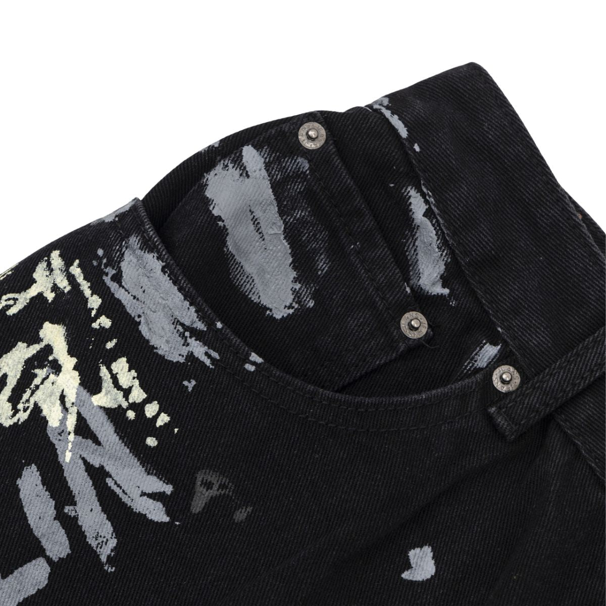 Smoke Rise Graffiti Black Wide-Leg Printed Jeans