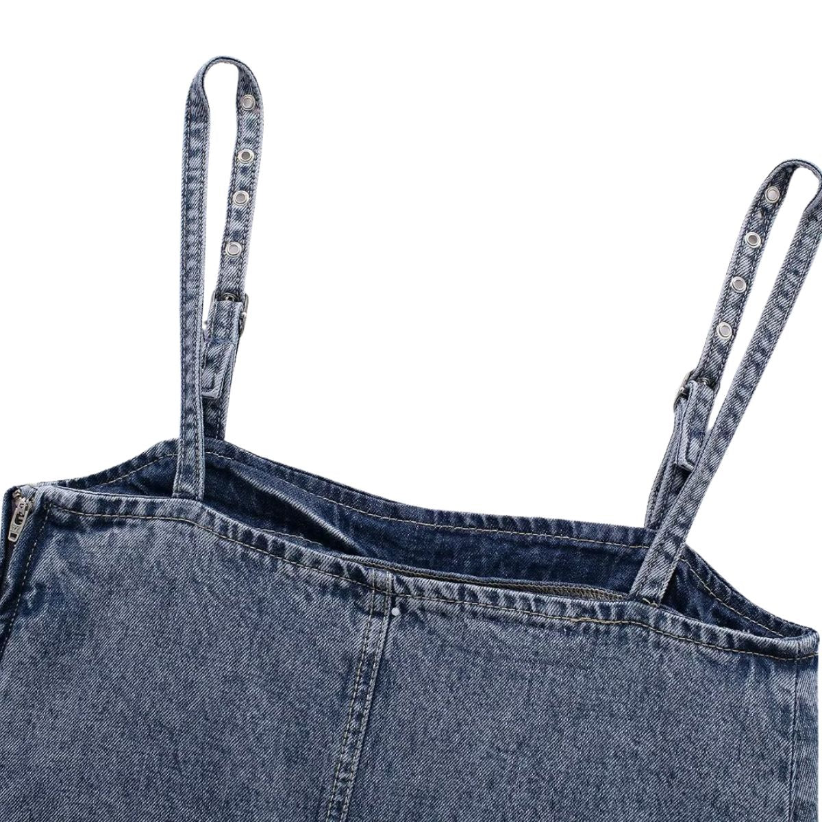 Adjustable Straps A-Line Denim Slip Dress