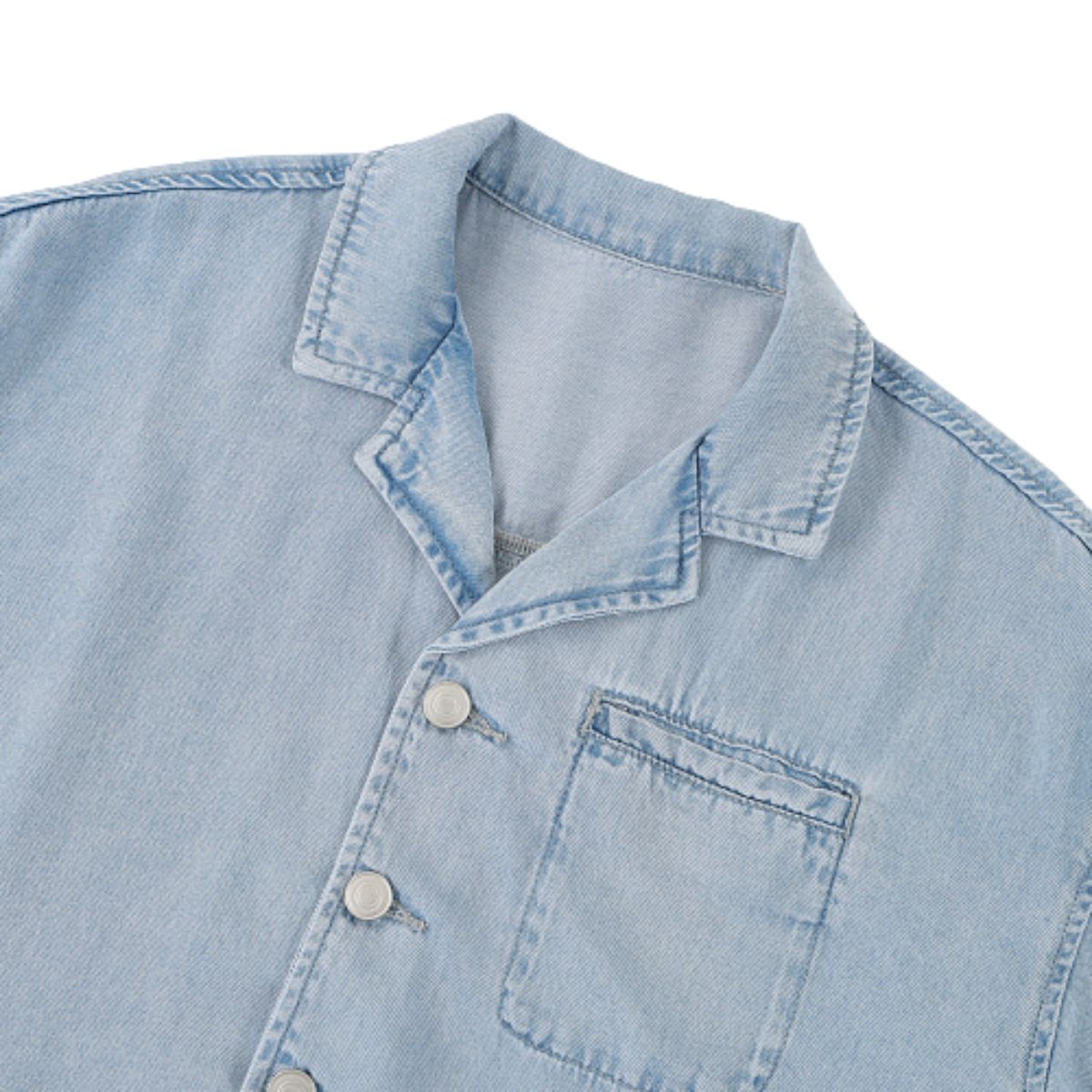 Washed Cotton Button Collar Tee 310G