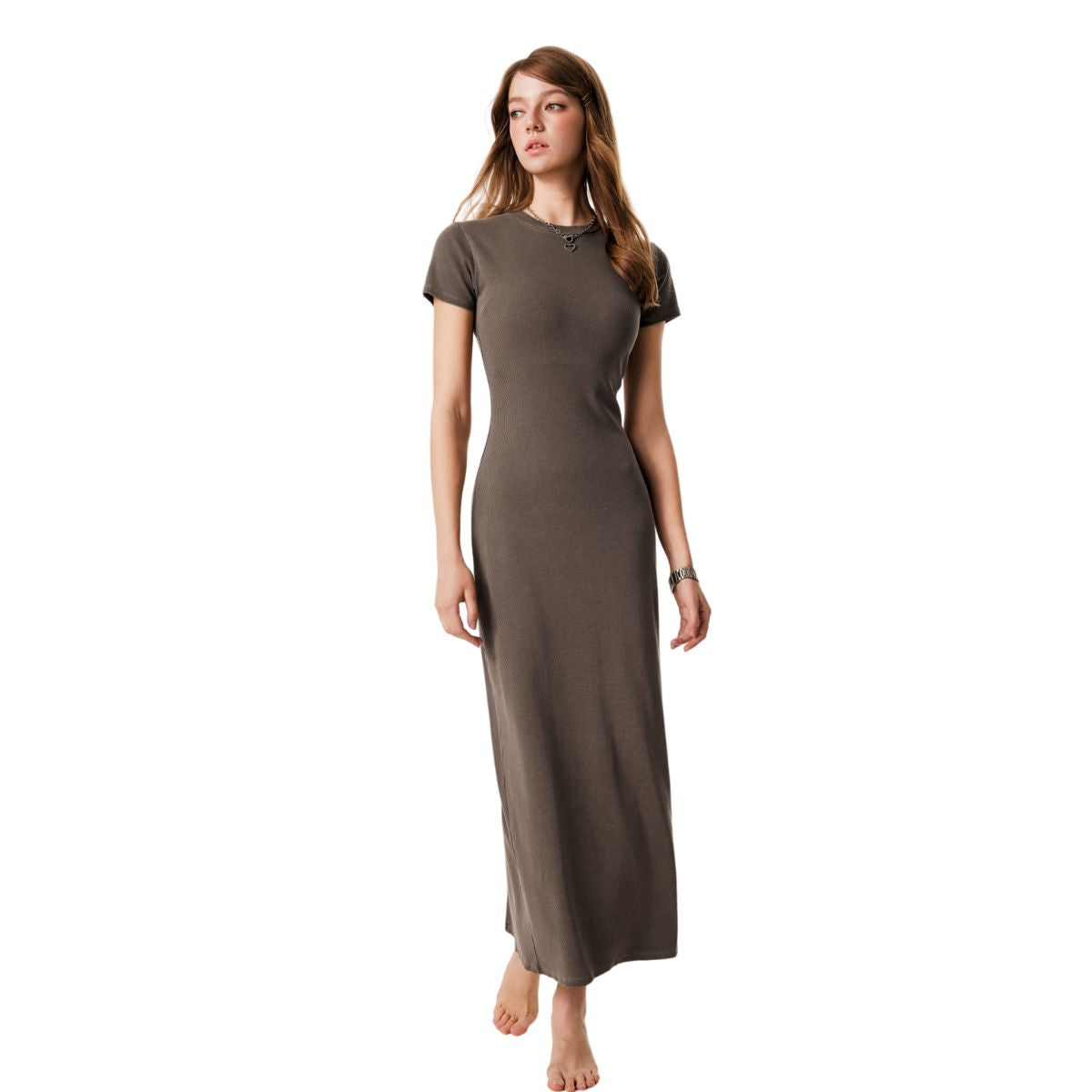 Vintage Wash Ribbed Tee Maxi Dress