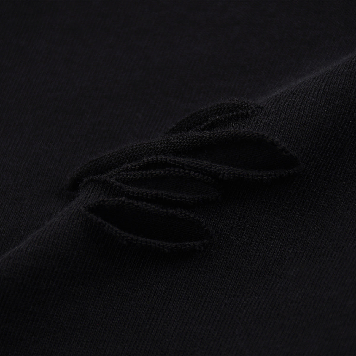 Black Washed Cotton Ripped Sweatshirt