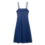 Square Neck Strappy Denim Maxi Dress