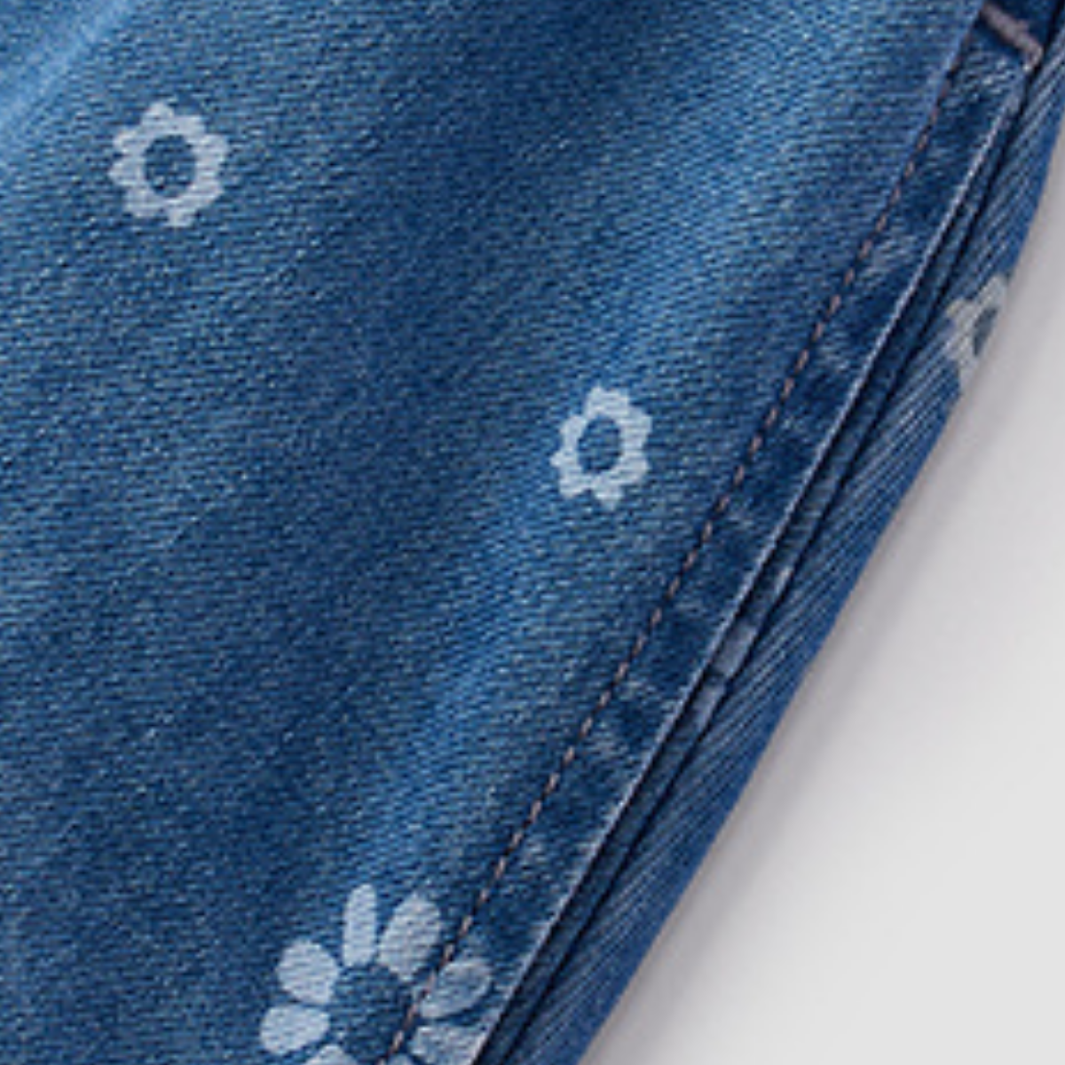 Floral Print A-Line Denim Midi Dress