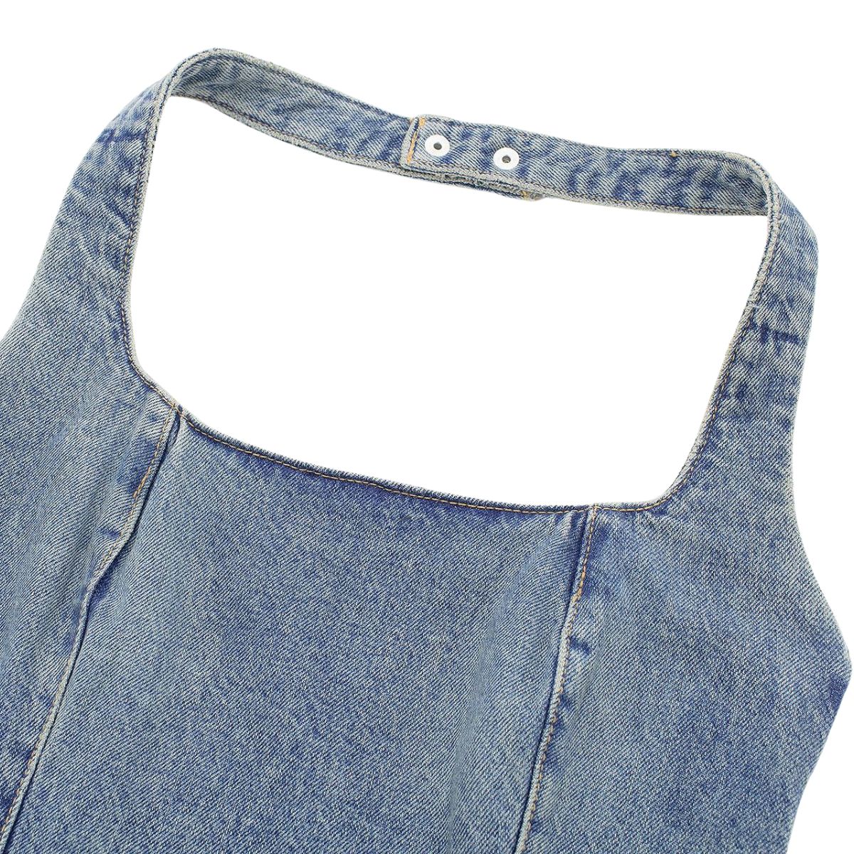 Halter Neck Fitted Bodycon Denim Mini Dress