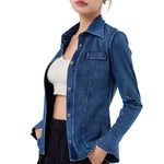 Knit Denim Button-Front Long Sleeve Shirt