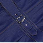 Cap-Sleeve Belted Denim Maxi Dress