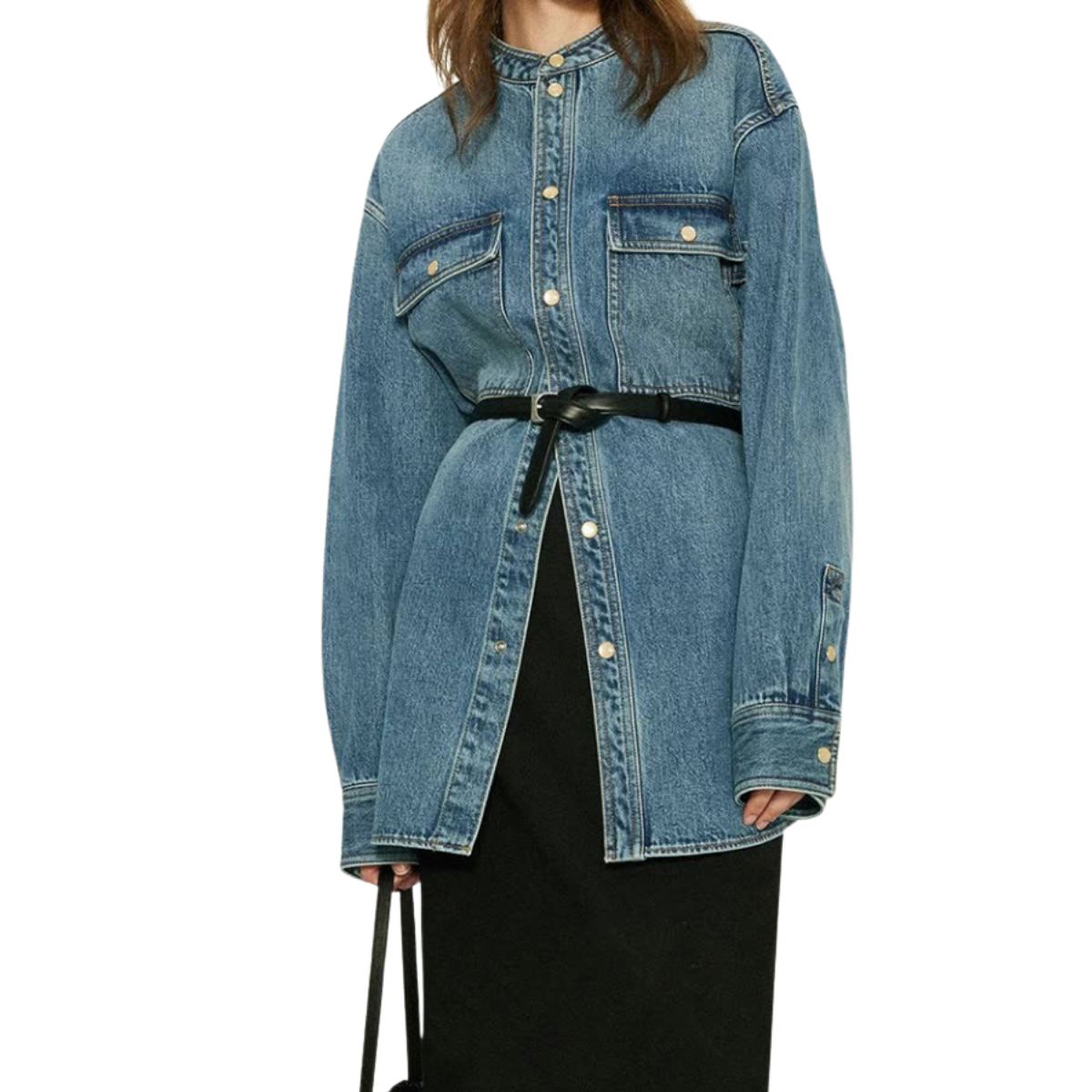 Oversized Washed Denim Shacket