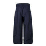 Draped Wide Leg Summer Suit Trousers with Deconstructed Panels