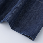 Square-Neck Denim Gathered Waist Maxi Dress