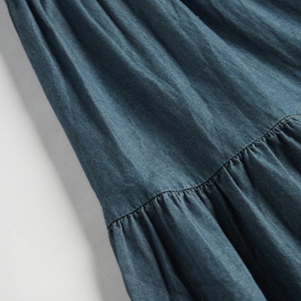Spaghetti Strap Tiered Denim Midi Dress