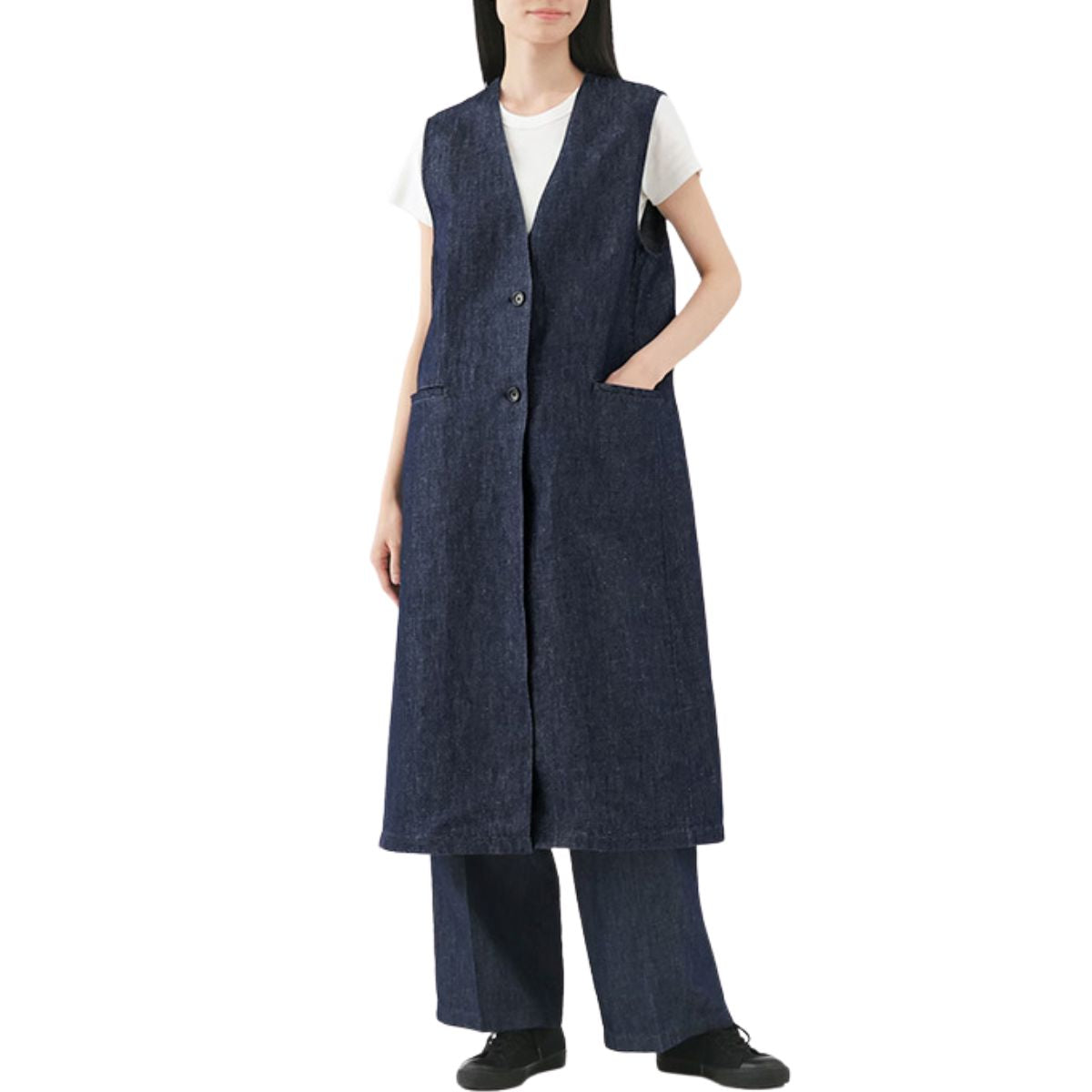 Women' s Twill Denim Long Vest