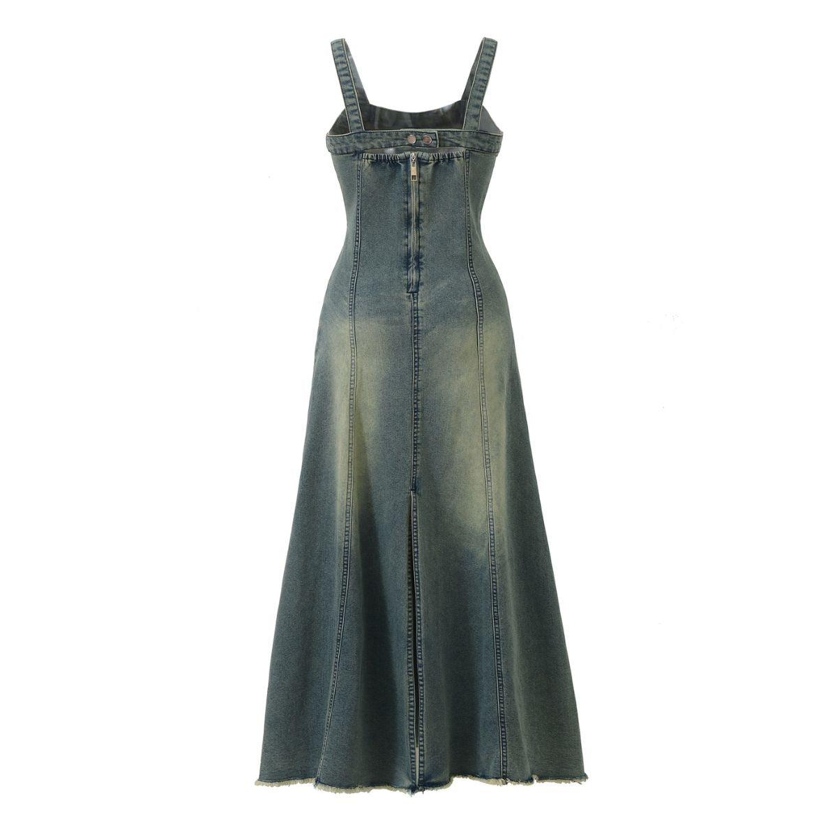 Vintage Wash Strappy Denim Maxi Dress