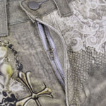 Smoke Rise Lace Print Straight Leg Ripped Jeans