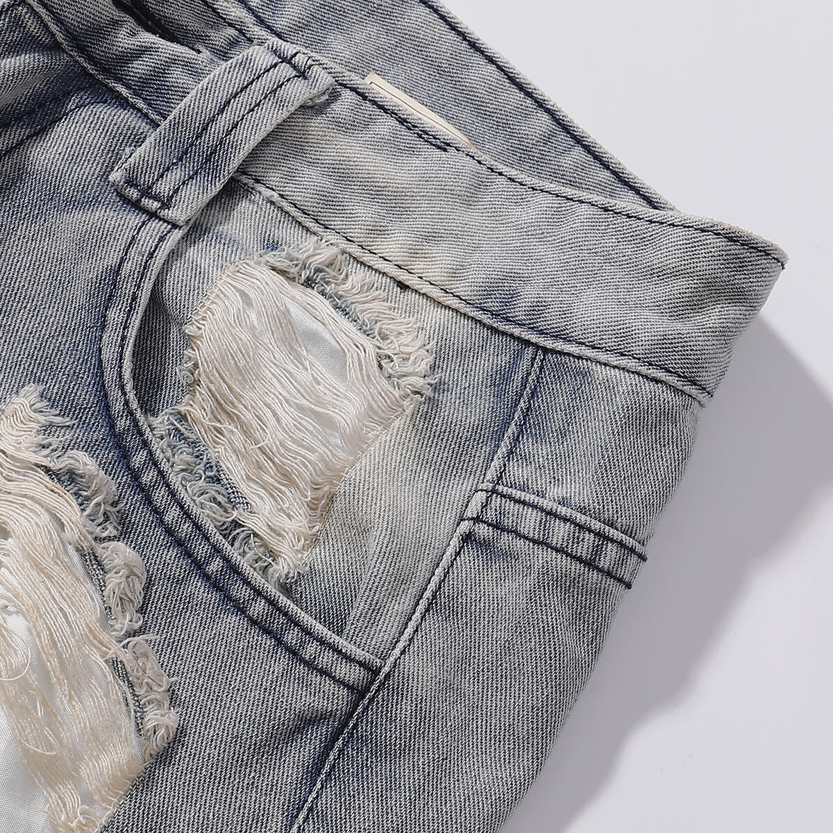 Heavily Distressed Vintage Wash Baggy Jeans