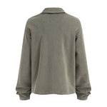 Distressed Edge Buttonless Long-Sleeve Polo