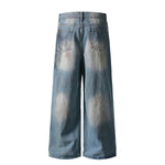 Vintage Distressed Wide-Leg Ripped Jeans