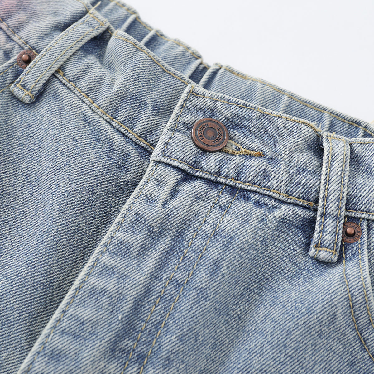 Tie-Dyed Raw Hem Ripped Bermuda Shorts