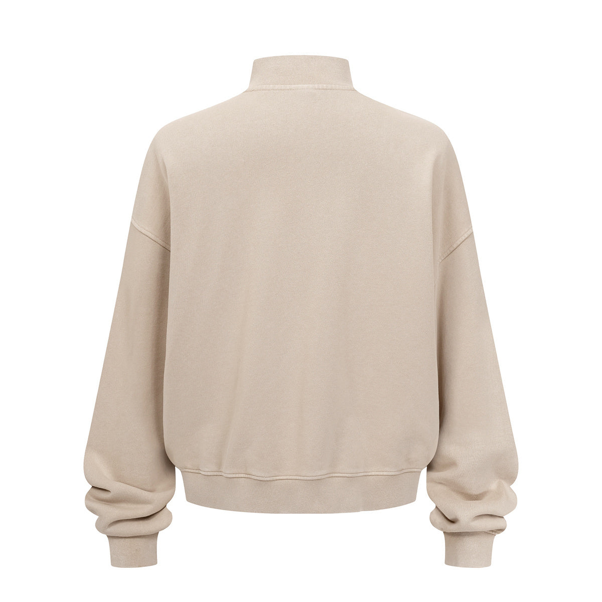Vintage Zip-Up Ribbed Stand Collar Sweatshirt