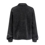 Distressed Edge Buttonless Long-Sleeve Polo