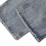 Blue Wash Distressed Ripped Wide-Leg Jeans