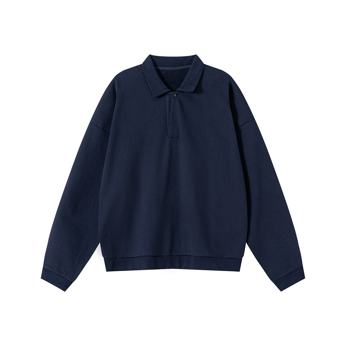 Relaxed Fit Solid Color Polo Neck Sweatshirt