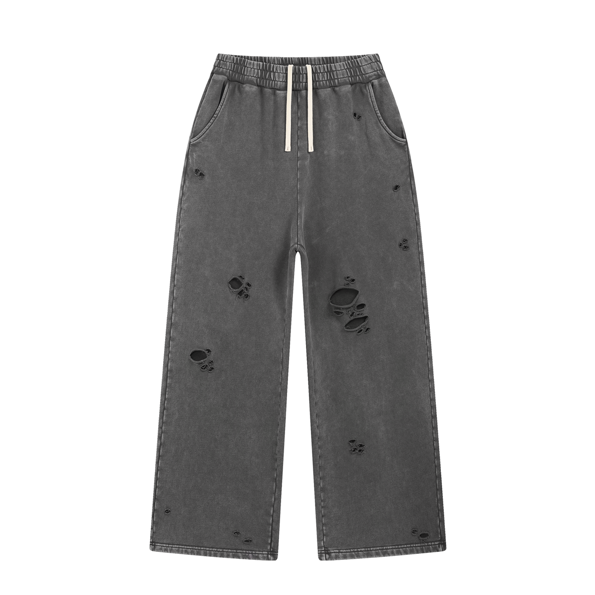 Loose Fit Washed Ripped Trousers
