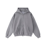 Double Slider Fleece Kangaroo Pocket Hoodie