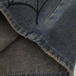 Spider & Web Print Denim Bermuda Shorts