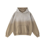 Ombre Raw Edge Kangaroo Pocket Distressed Hoodie