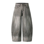 Paint Splatter Panel Stitching Barrel-Leg Jeans