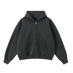 Soft Cotton Fleece Zip Up Hoodie Kangaroo Pockets