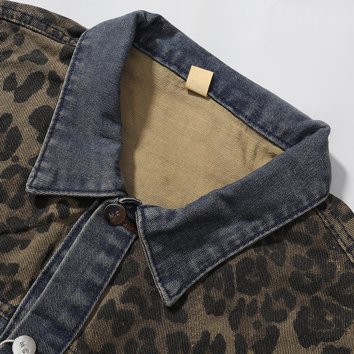 Leopard Patchwork Denim Trucker Jacket