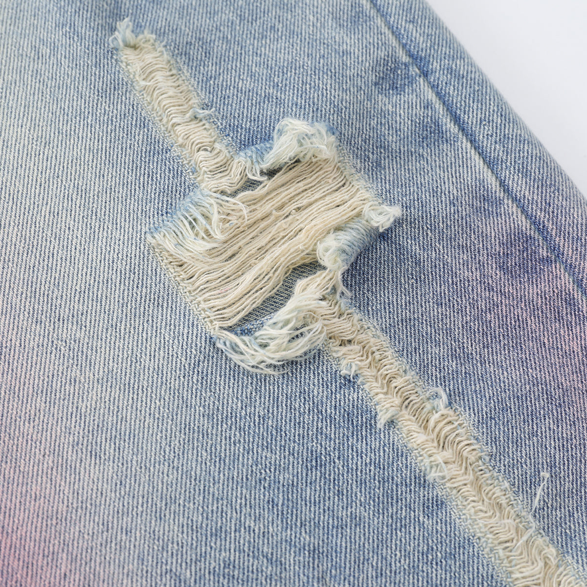 Tie-Dyed Raw Hem Ripped Bermuda Shorts