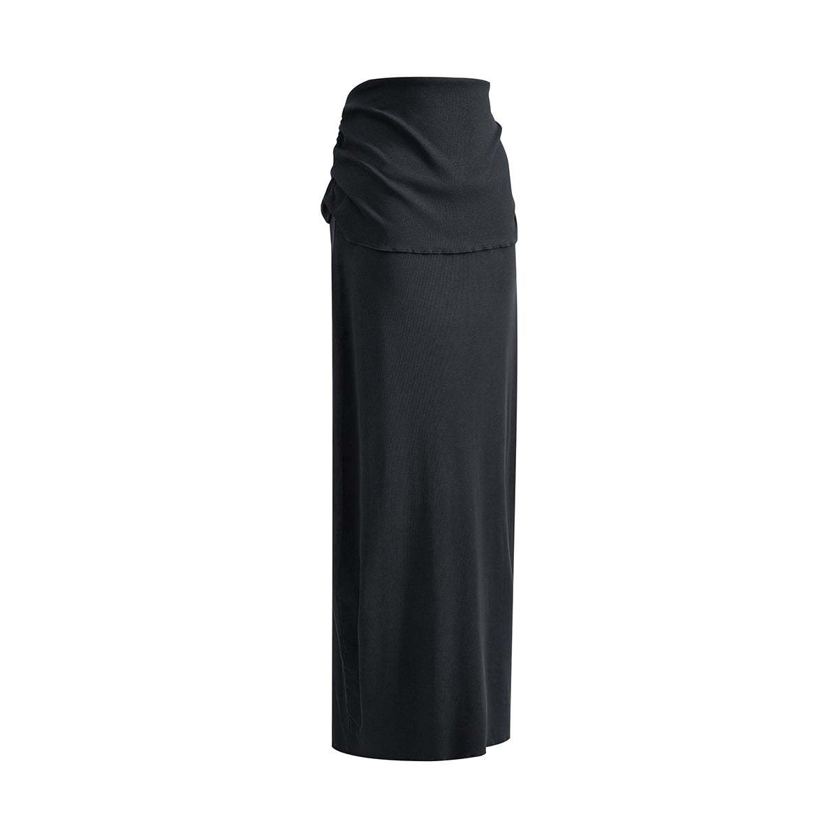 High Waist Ruched Knit Maxi Skirt