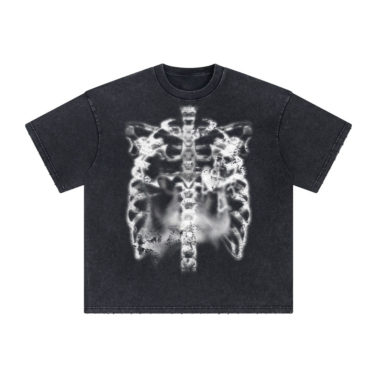 Vintage Washed Skeleton Graphic Oversized Streetwear Tee