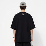 Oversized Minimal Tee Raw Edge Contrast Stitching