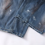 Distressed Paint Splatter Barrel-Leg Jeans