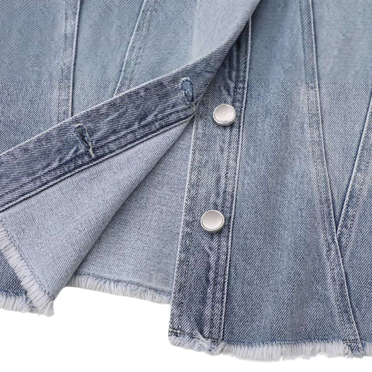 Lace-Trim Raw-Hem Denim Vest