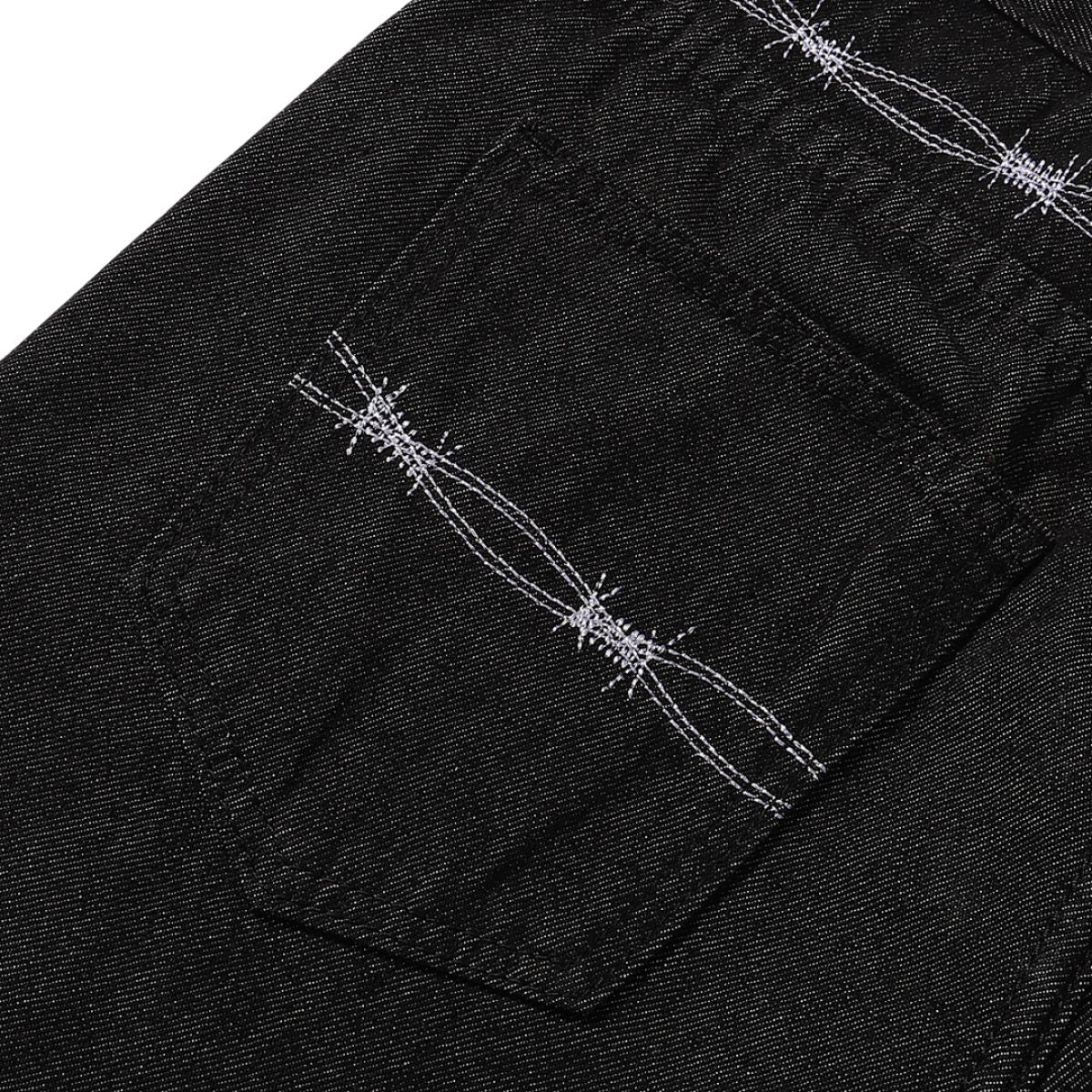 Barbed Wire Embroidered Bootcut Jeans