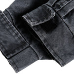 Stand Collar Vintage Washed Short-sleeved Denim Baseball Jacket