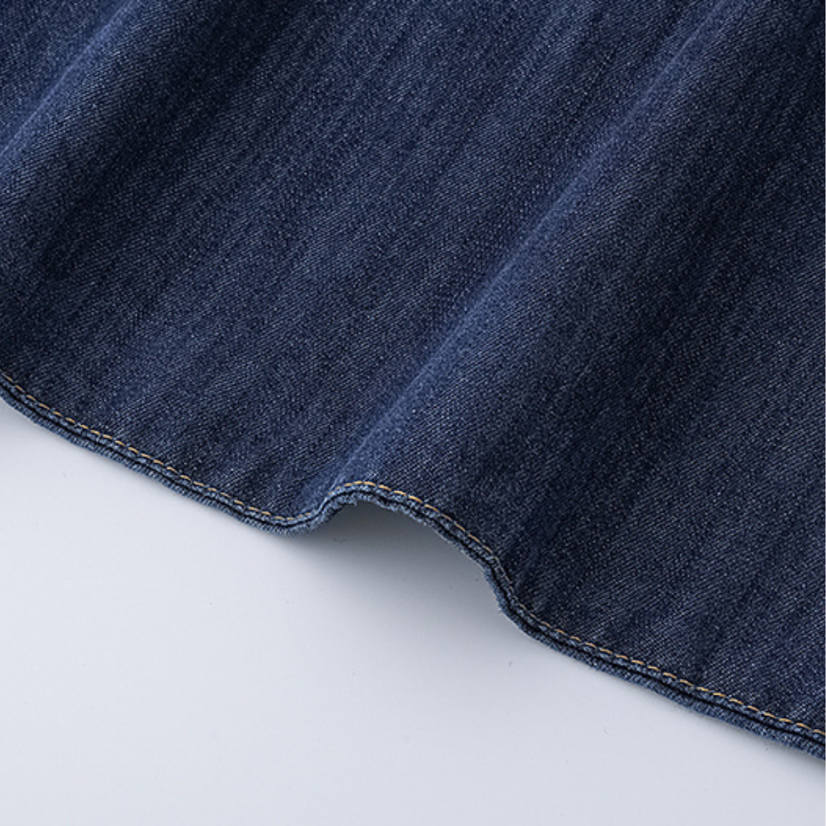 Square-Neck Denim Gathered Waist Maxi Dress